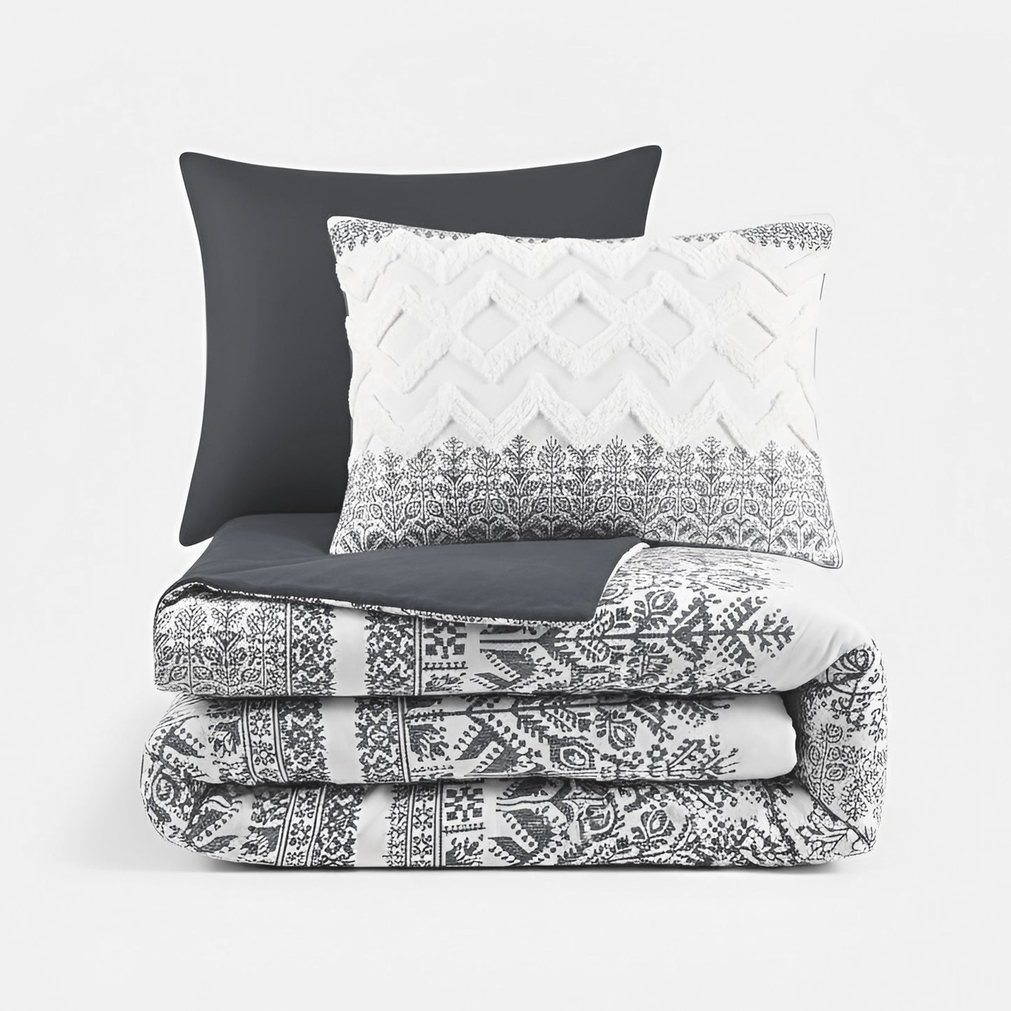 Mila 3-Piece Cotton Duvet Cover Set with Chenille Tufting