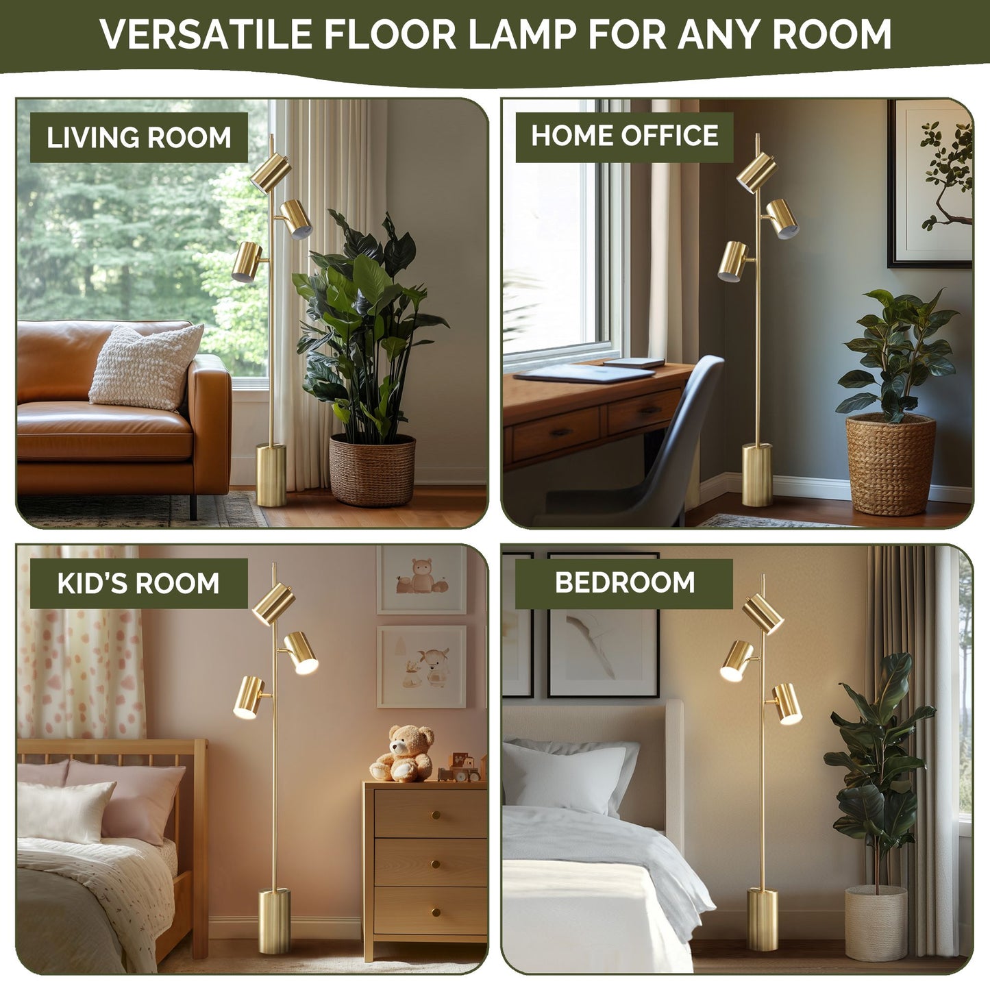Alta 3-Light Metal Floor Lamp