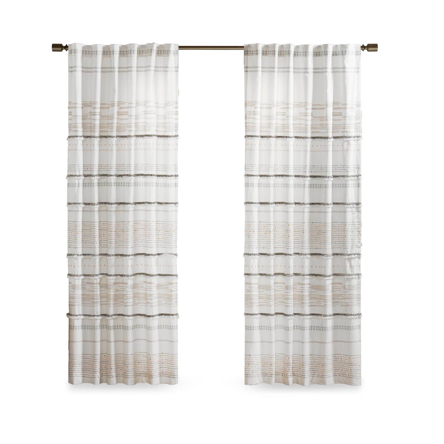 INK+IVY Cotton Printed Curtain Panel with tassel trim and Lining