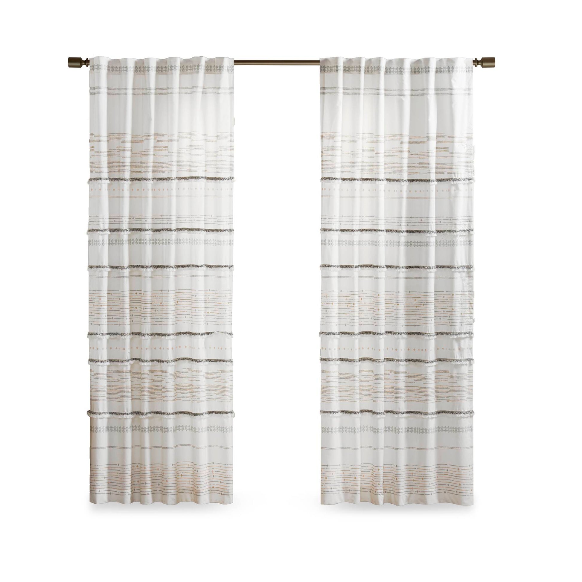 INK+IVY Cotton Printed Curtain Panel with tassel trim and Lining