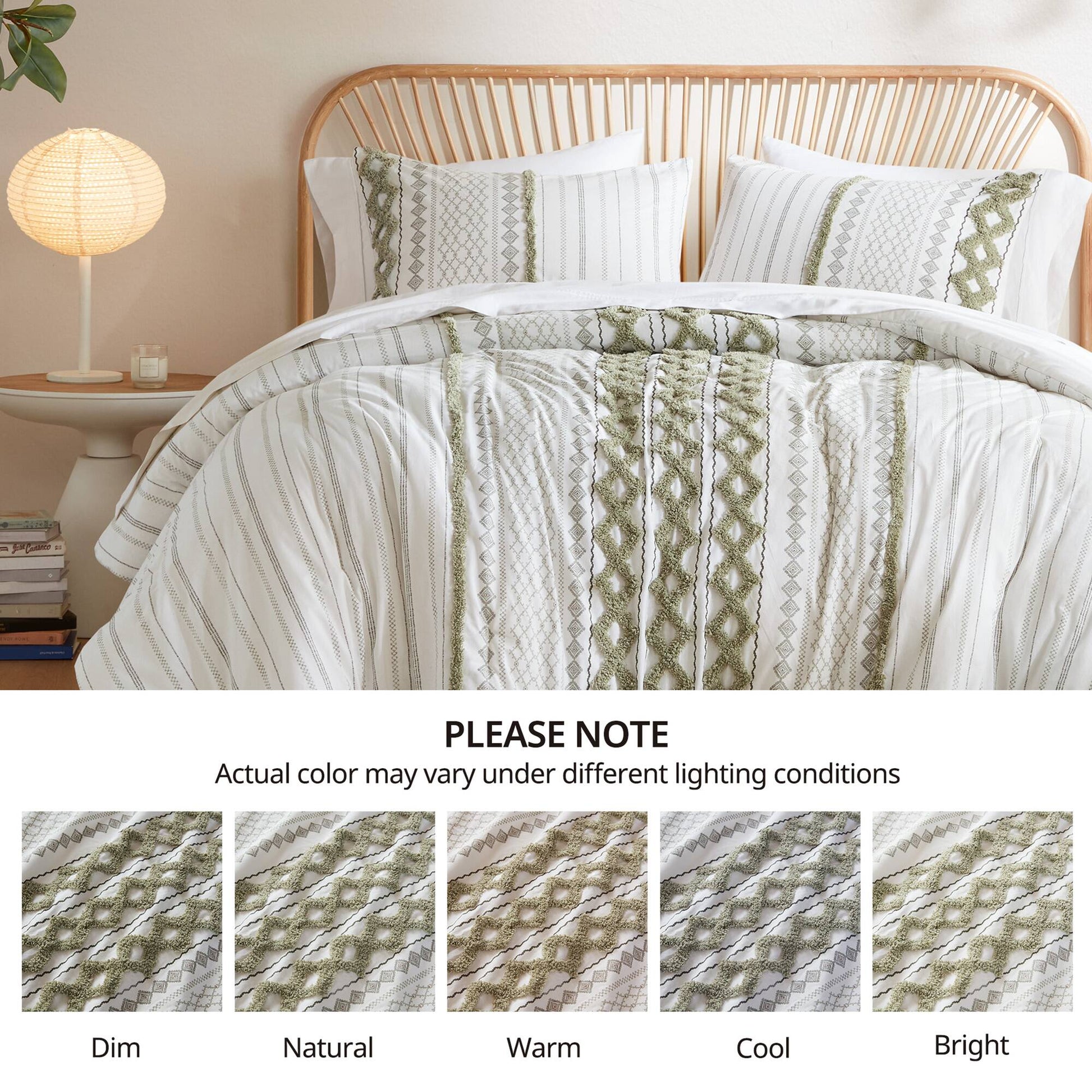 INK+IVY Cotton Printed Duvet Cover Set with Chenille