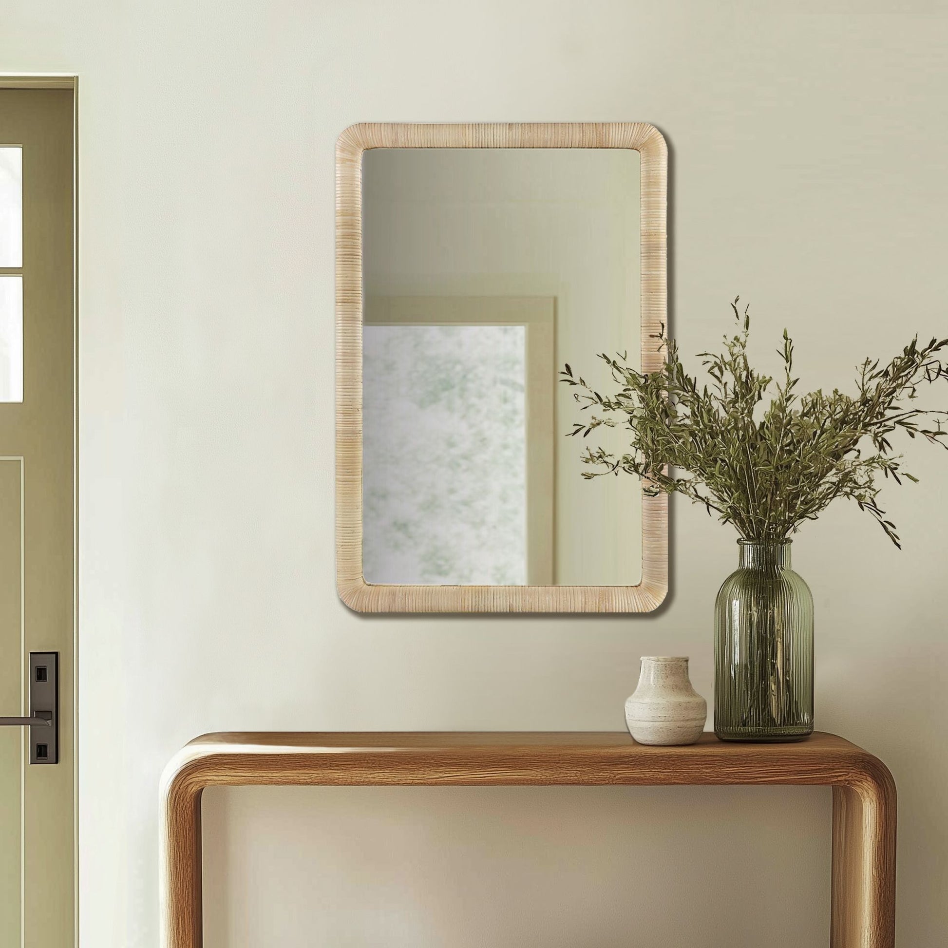 INK+IVY Natural Rattan Rectangle Wall Mirror