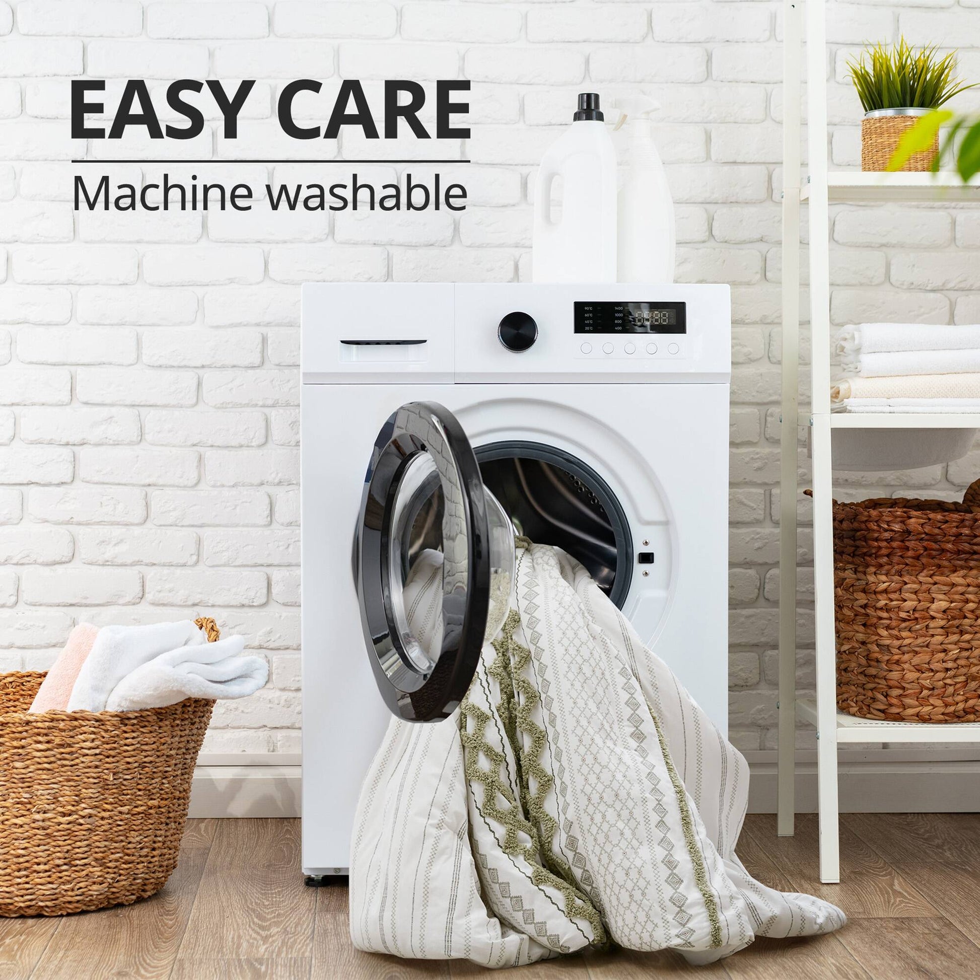 INK+IVY Cotton Printed Duvet Cover Set with Chenille