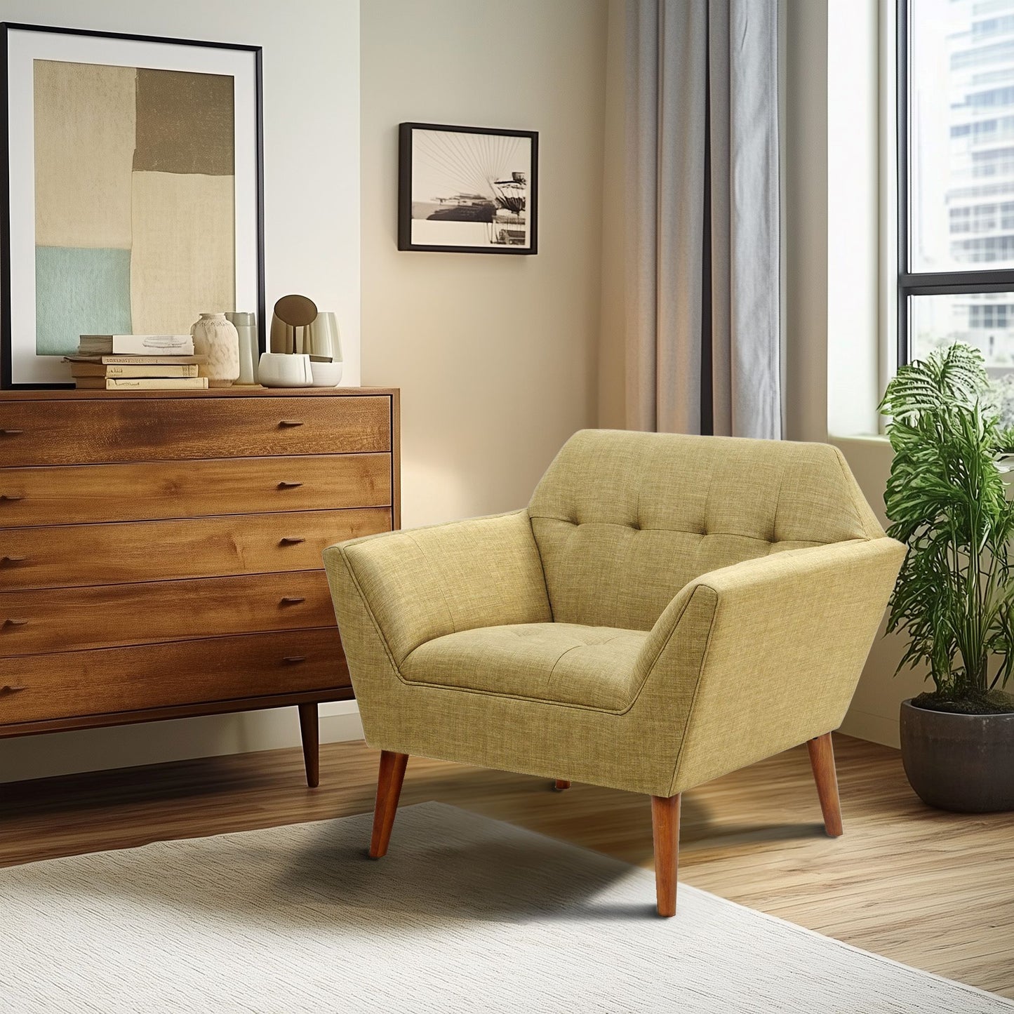 INK+IVY Newport Wide Mid-Century Modern Lounge Chair