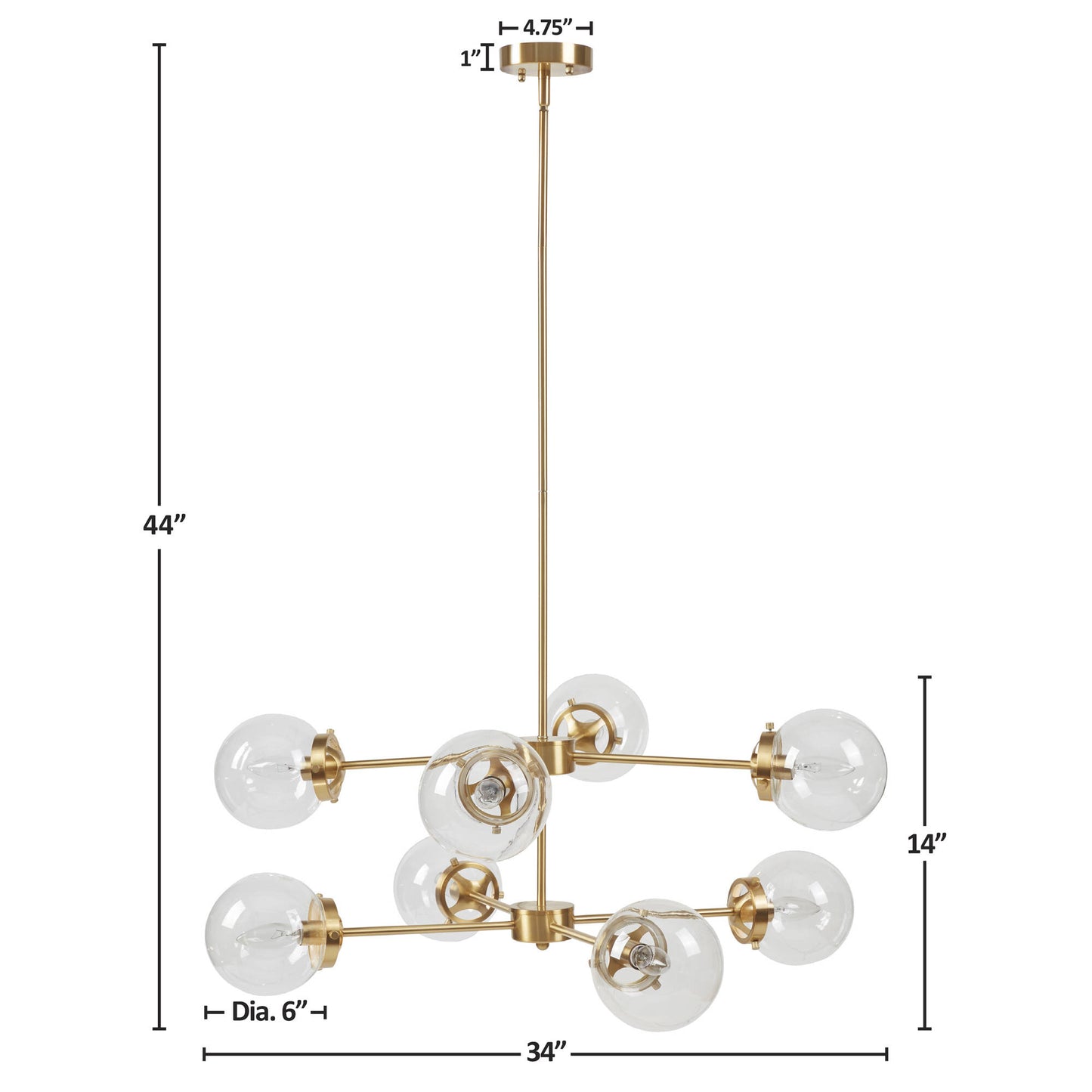 INK+IVY 8-Light Metal Chandelier with Globe Bulbs