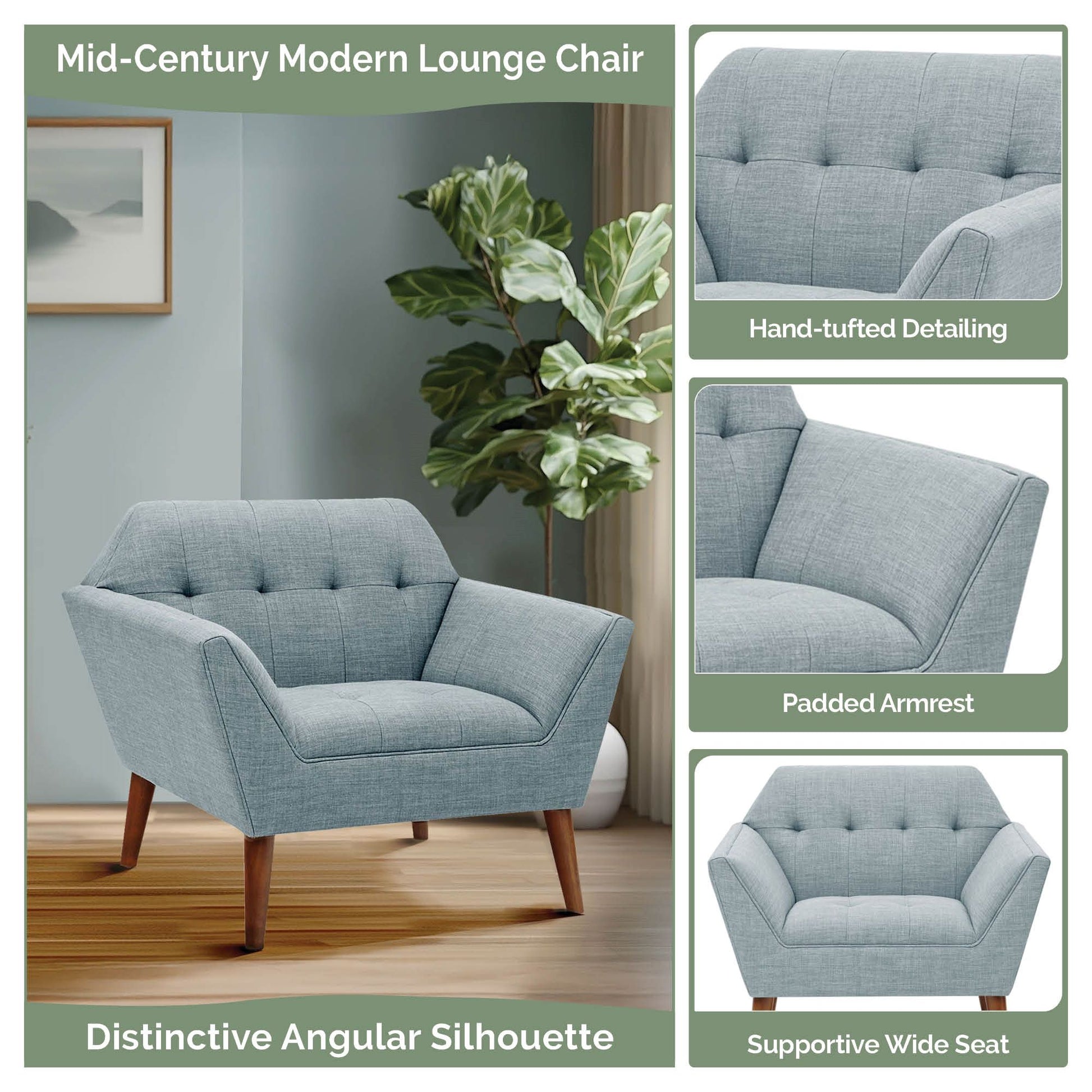 INK+IVY Newport Wide Mid-Century Modern Lounge Chair