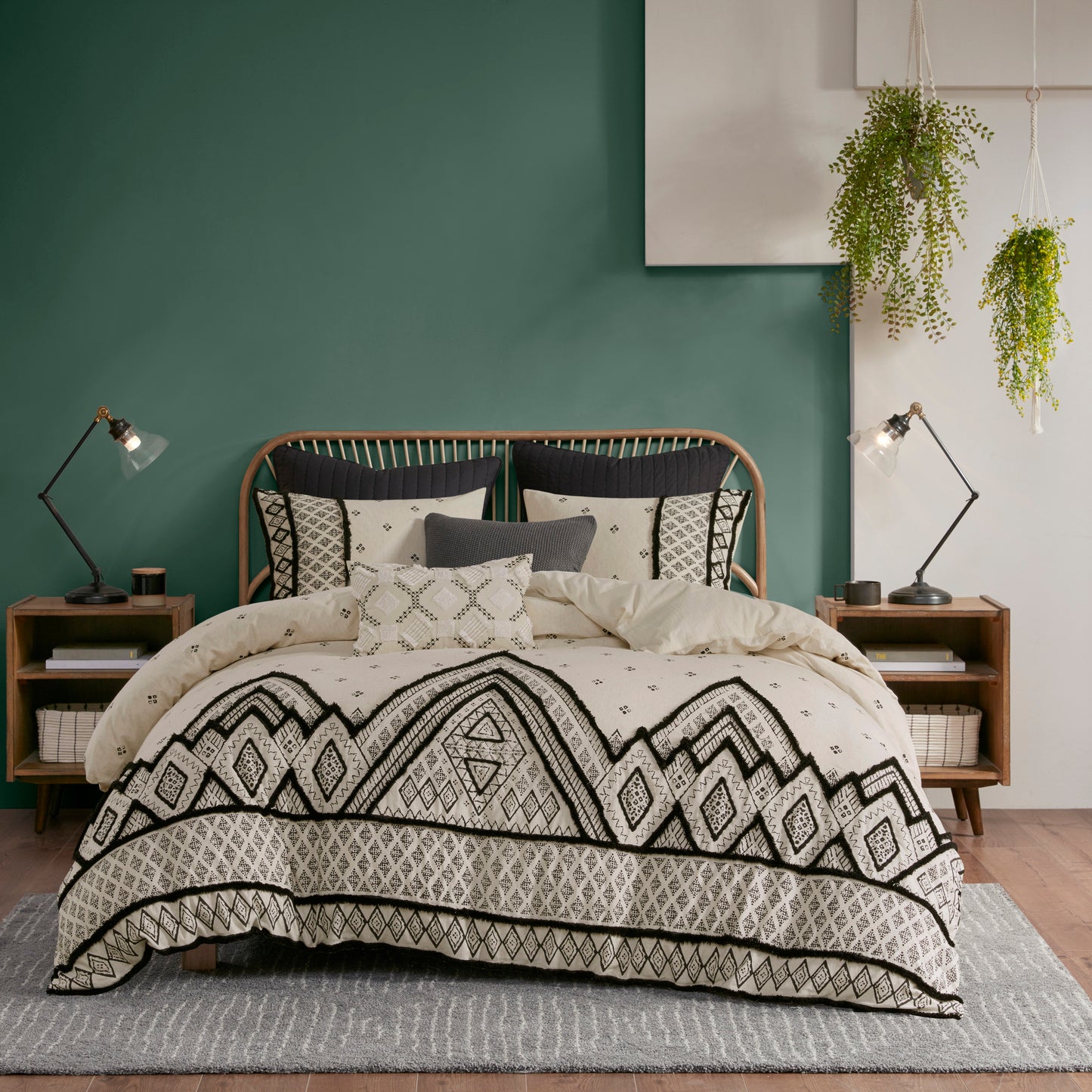 INK+IVY 3 Piece Flax and Cotton Blended Duvet Cover Set