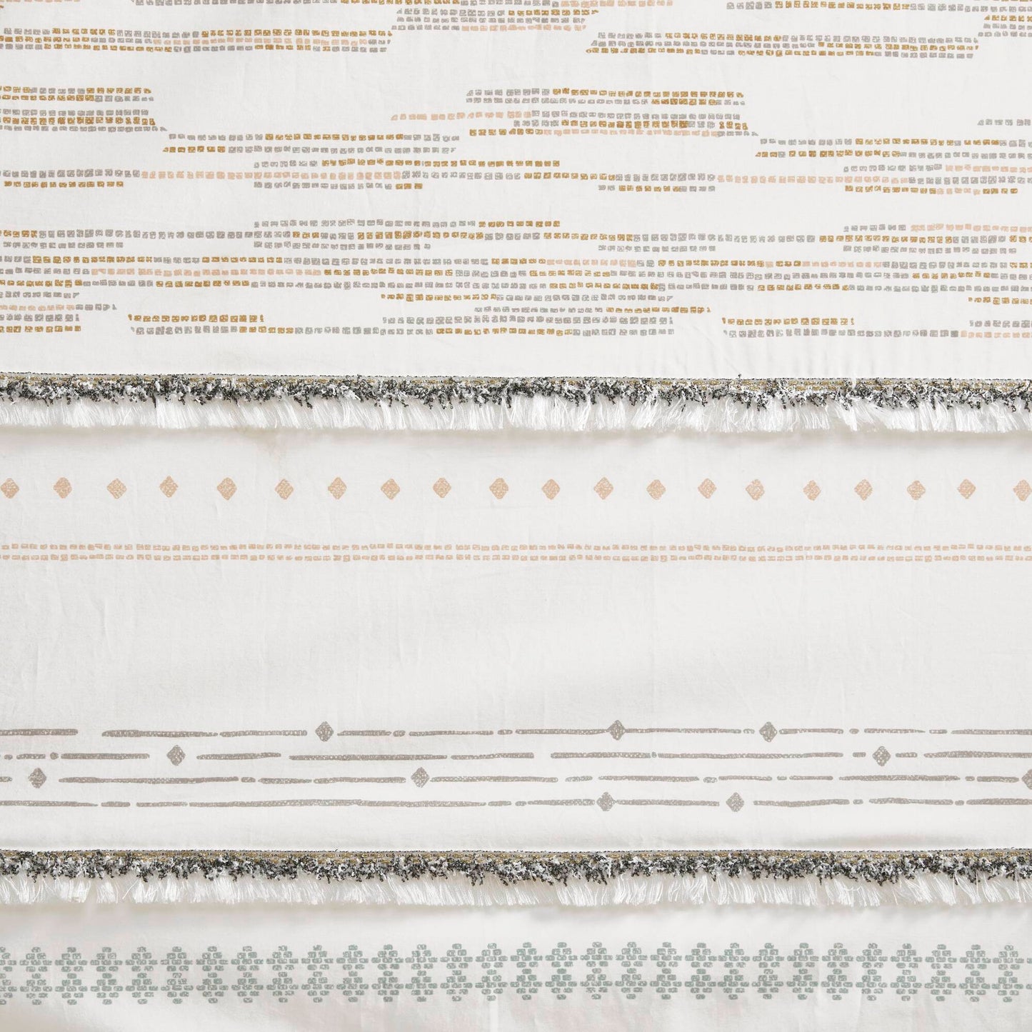 INK+IVY Cotton Printed Curtain Panel with tassel trim and Lining