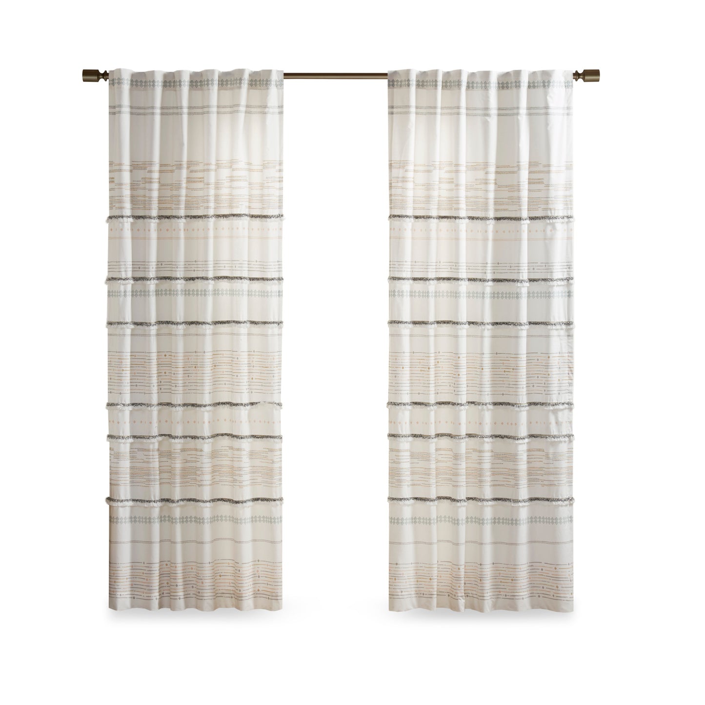 INK+IVY Cotton Printed Curtain Panel with tassel trim and Lining