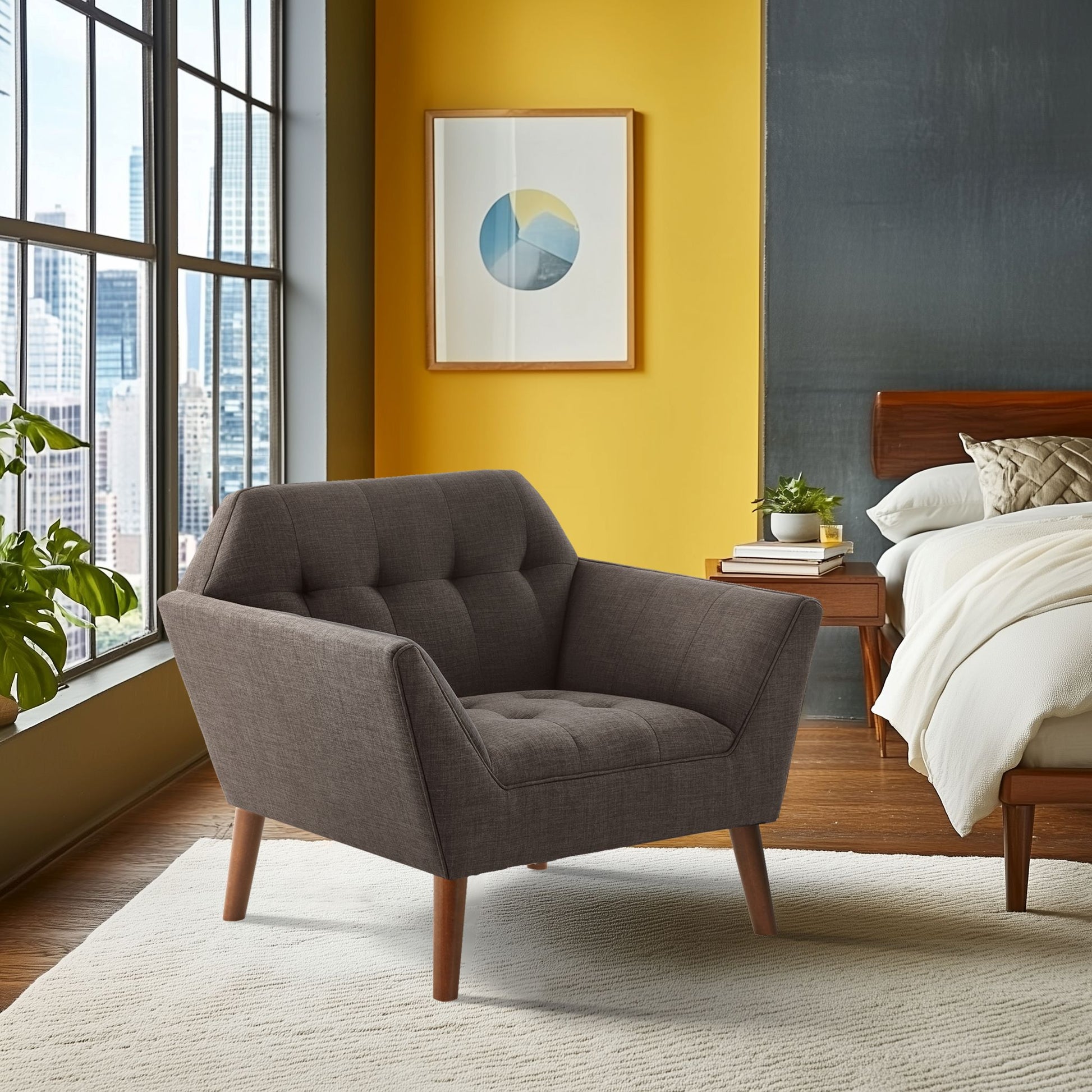 INK+IVY Newport Wide Mid-Century Modern Lounge Chair