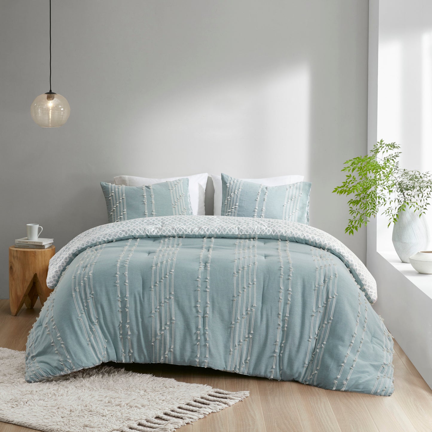 INK+IVY 3 Piece Cotton Jacquard Comforter Set