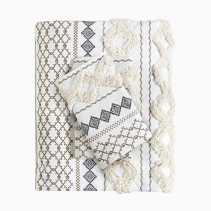 Imani Cotton Printed Duvet Cover Set with Chenille