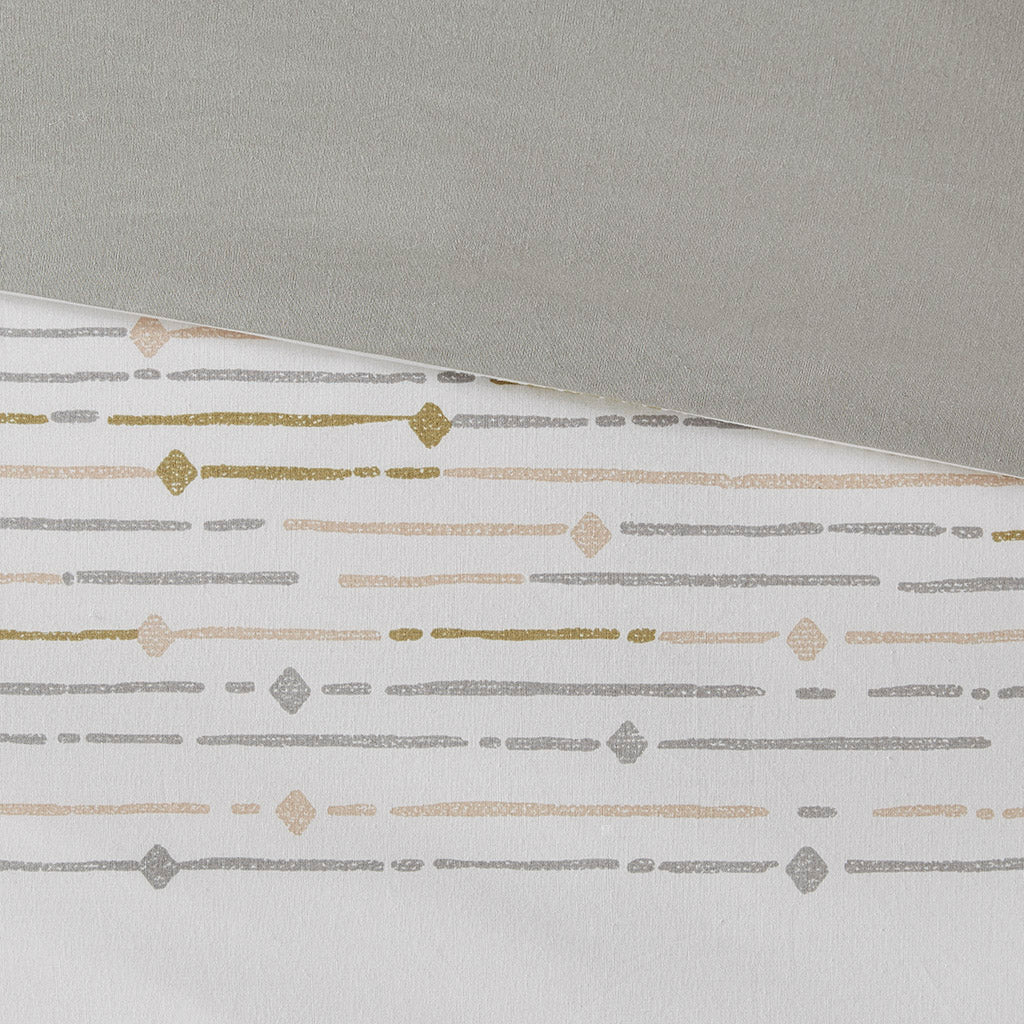 INK+IVY Cotton Printed Duvet Cover Set with Trims