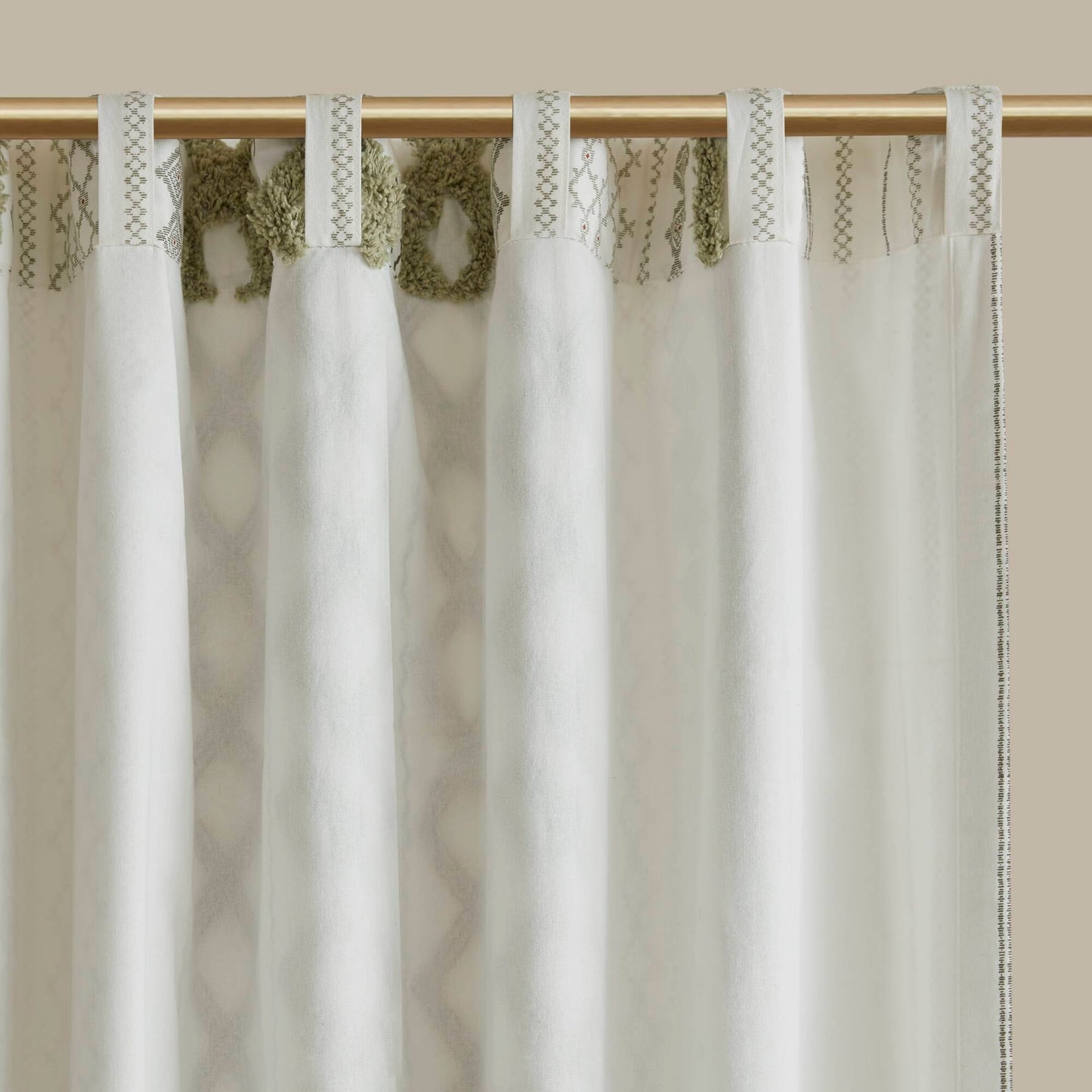 INK+IVY Cotton Printed Curtain Panel with Chenille Stripe and Lining