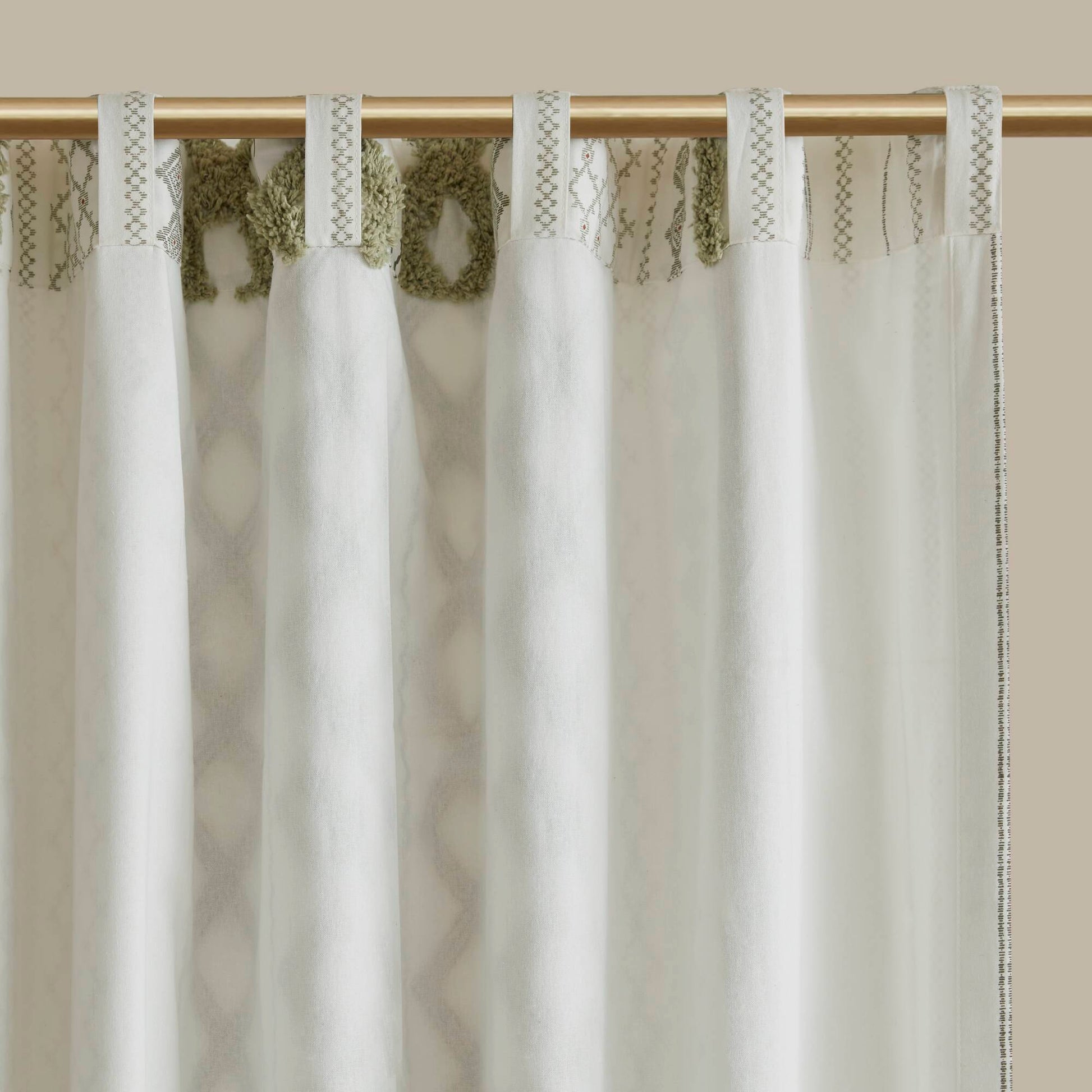 INK+IVY Cotton Printed Curtain Panel with Chenille Stripe and Lining