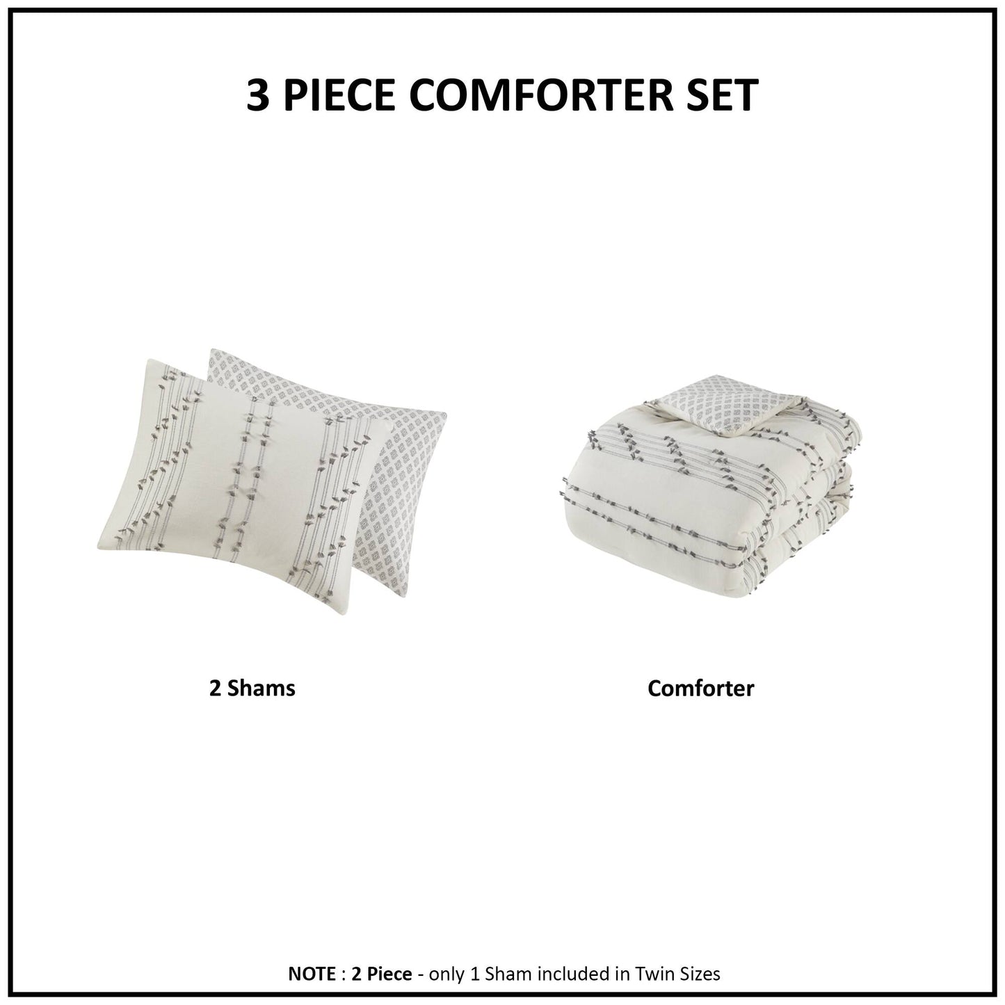INK+IVY 3 Piece Cotton Jacquard Comforter Set