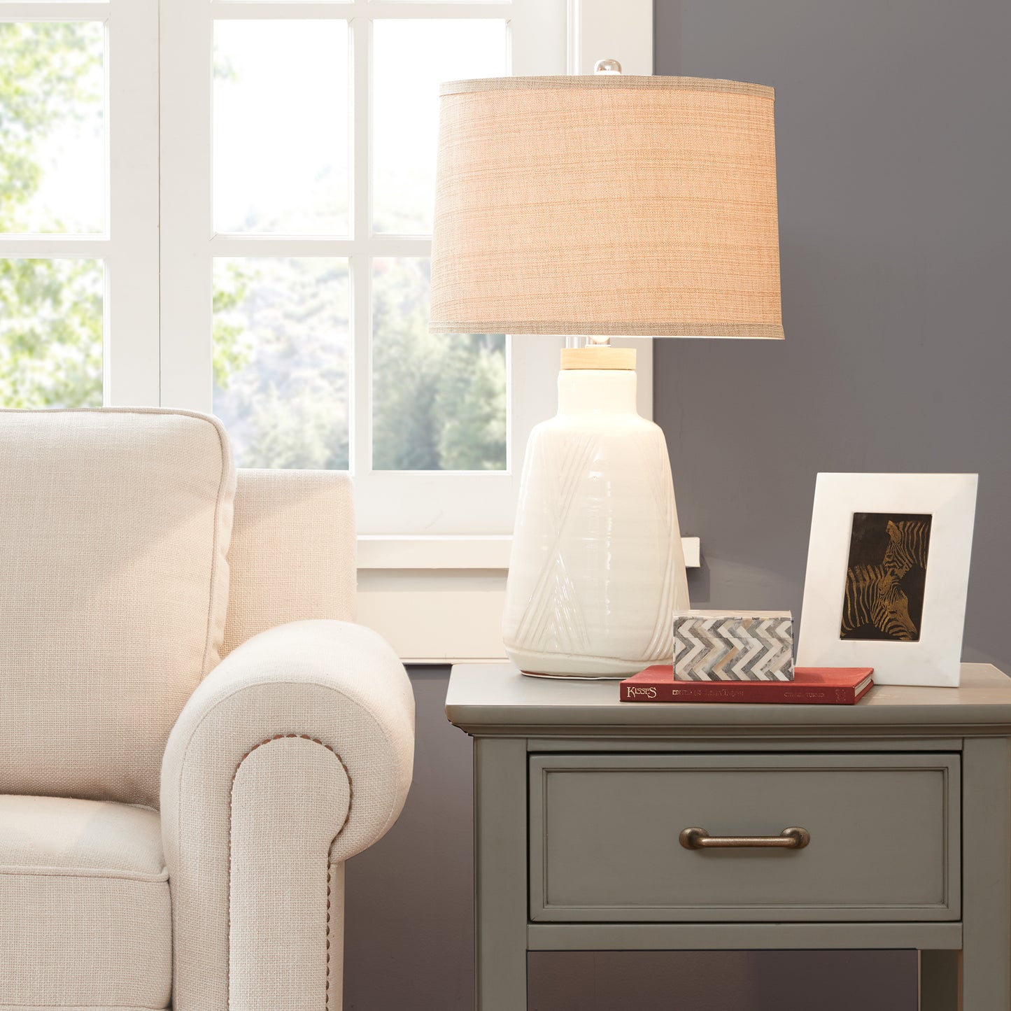 INK+IVY Boho Textured Ceramic Table Lamp