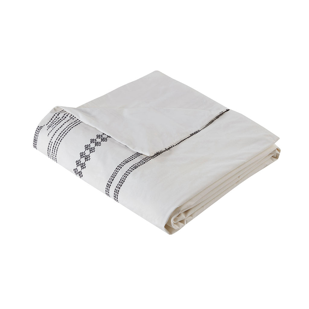 INK+IVY Cotton Printed Duvet Cover Set with Trims