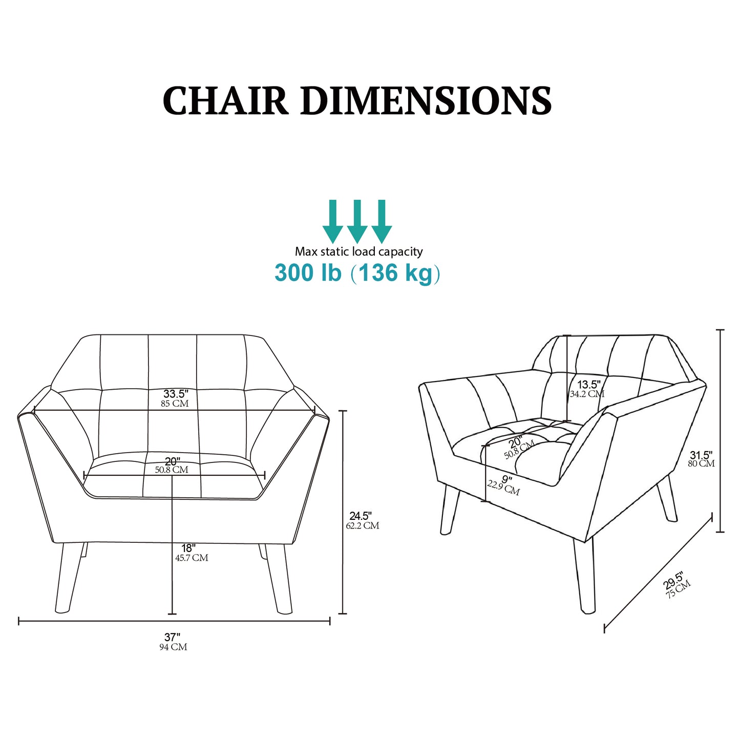 INK+IVY Newport Wide Mid-Century Modern Lounge Chair