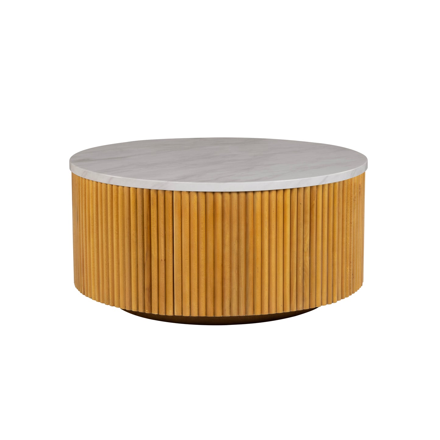 INK+IVY Faux White Marble Round Coffee Table with Storage