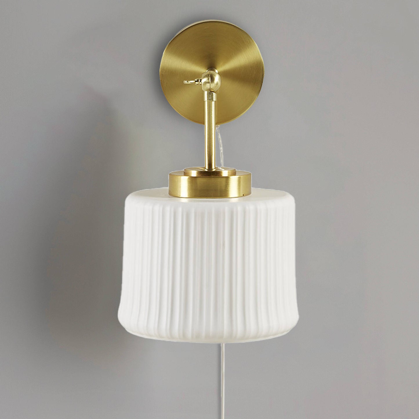 INK+IVY White Ceramic Wall Sconce with Adjustable Swing Arm