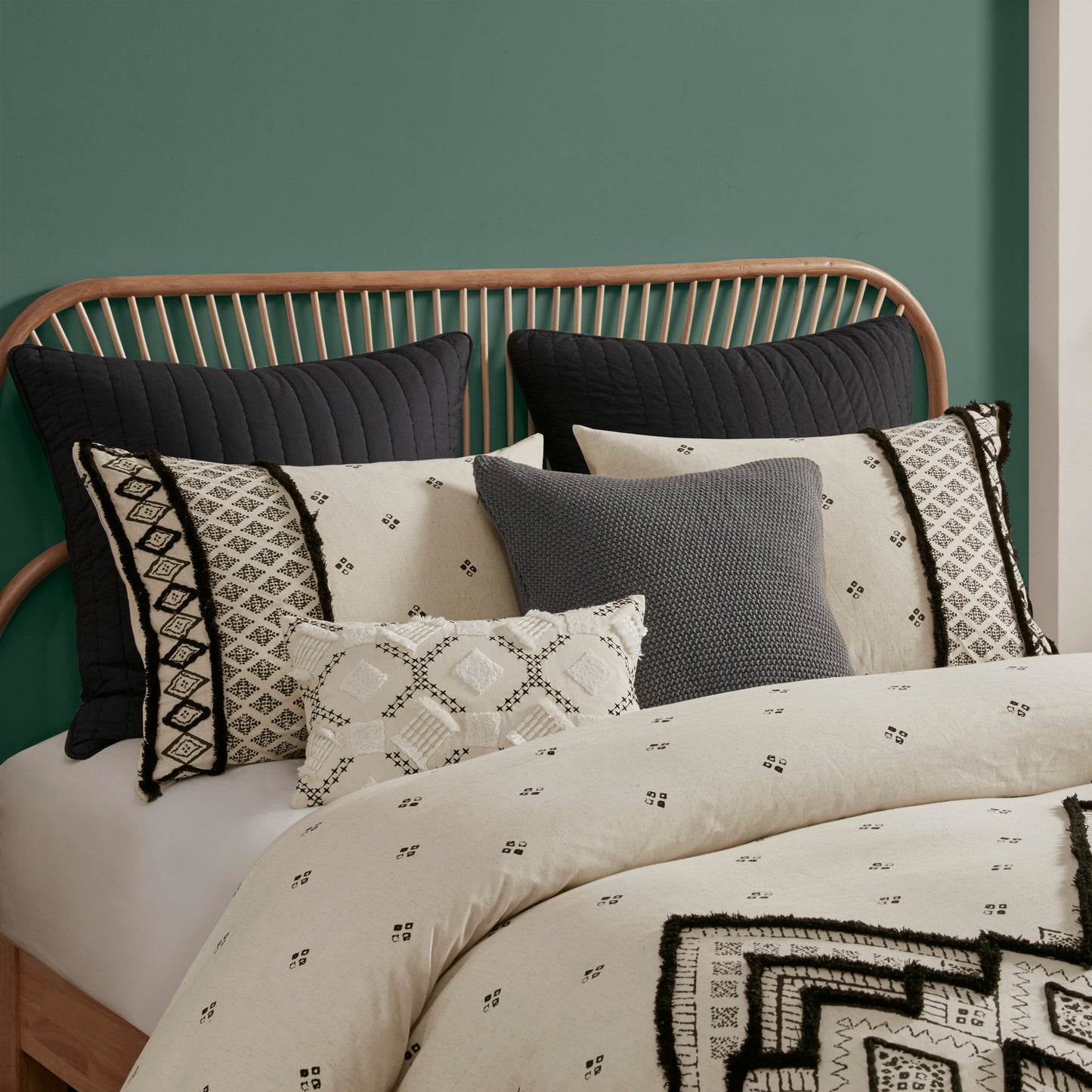 INK+IVY 3 Piece Flax and Cotton Blended Duvet Cover Set
