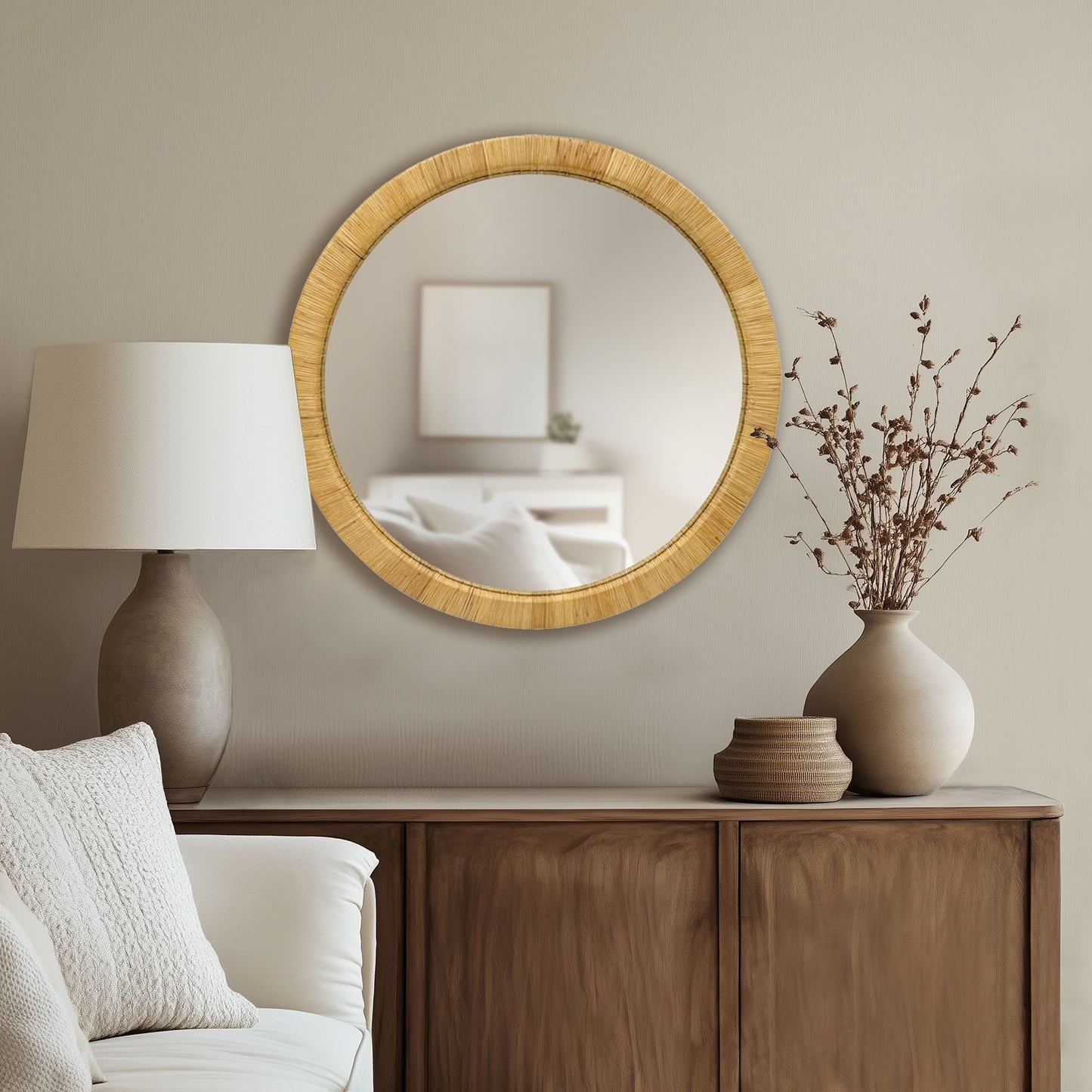 Nova Natural Rattan Rectangle Wall Mirror
