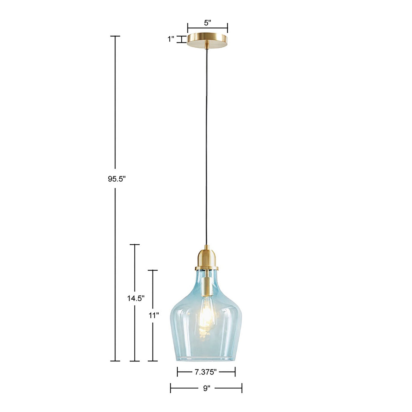 INK+IVY Auburn Bell Shaped Hanging Glass Pendant Light