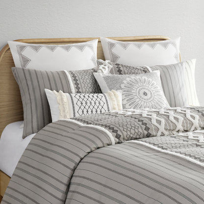 INK+IVY Cotton Printed Duvet Cover Set with Chenille