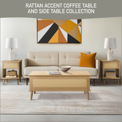 N/A Rattan Lift-Top Coffee Table with Storage