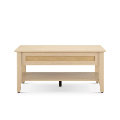 N/A Rattan Lift-Top Coffee Table with Storage & Lower Open Shelf