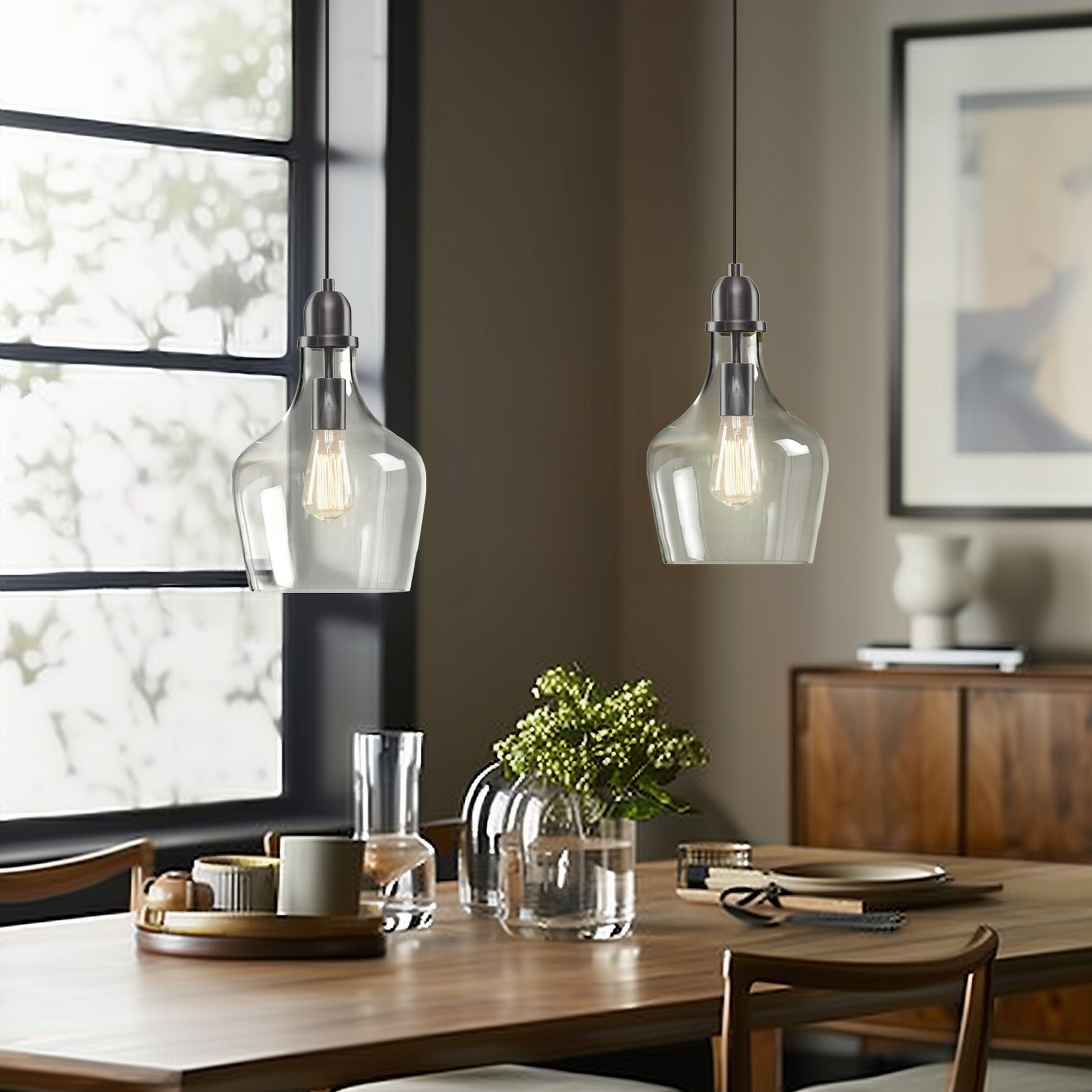 INK+IVY Auburn Bell Shaped Hanging Glass Pendant Light