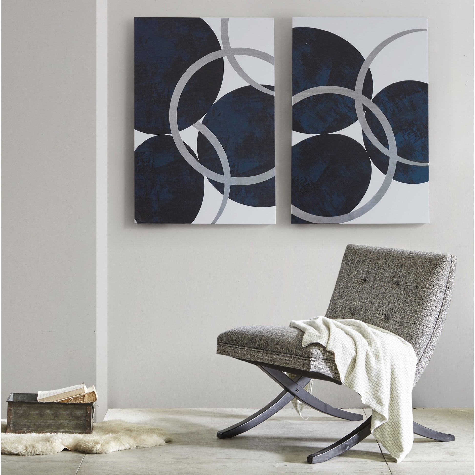 INK+IVY Silver Foil Abstract 2-piece Canvas Wall Art Set