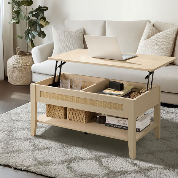 INK+IVY - Lennox Lift-Top Rattan Coffee Table - Furniture