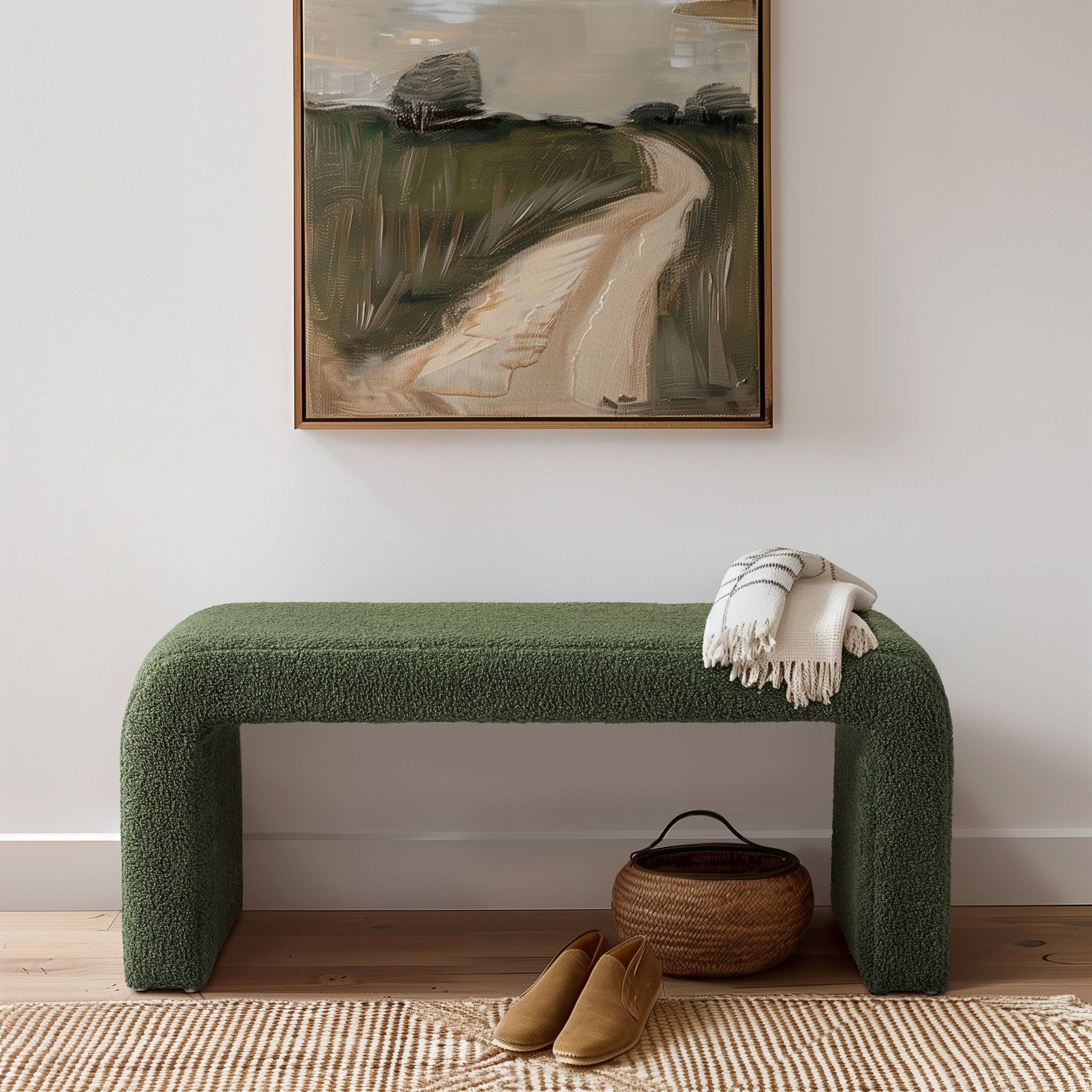 INK+IVY Boucle Waterfall Bench