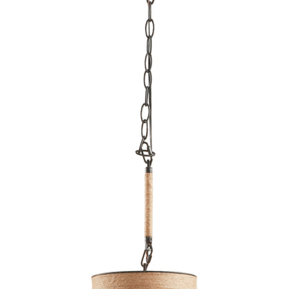 INK+IVY Natural Rope and Metal Mesh Cylinder Pendant