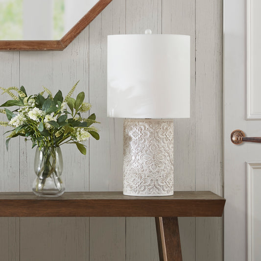 INK+IVY Embossed Floral Resin Table Lamp