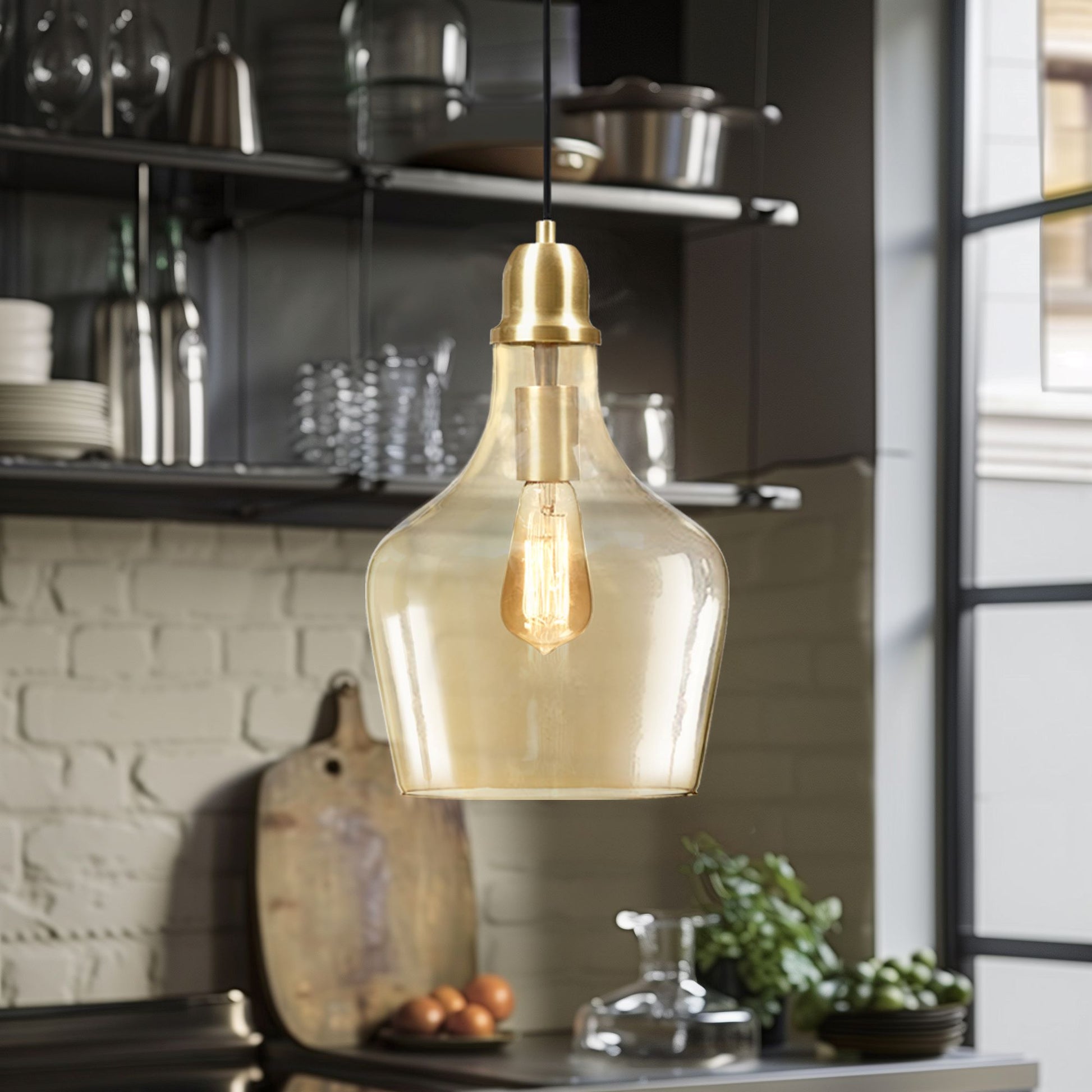 INK+IVY Auburn Bell Shaped Hanging Glass Pendant Light