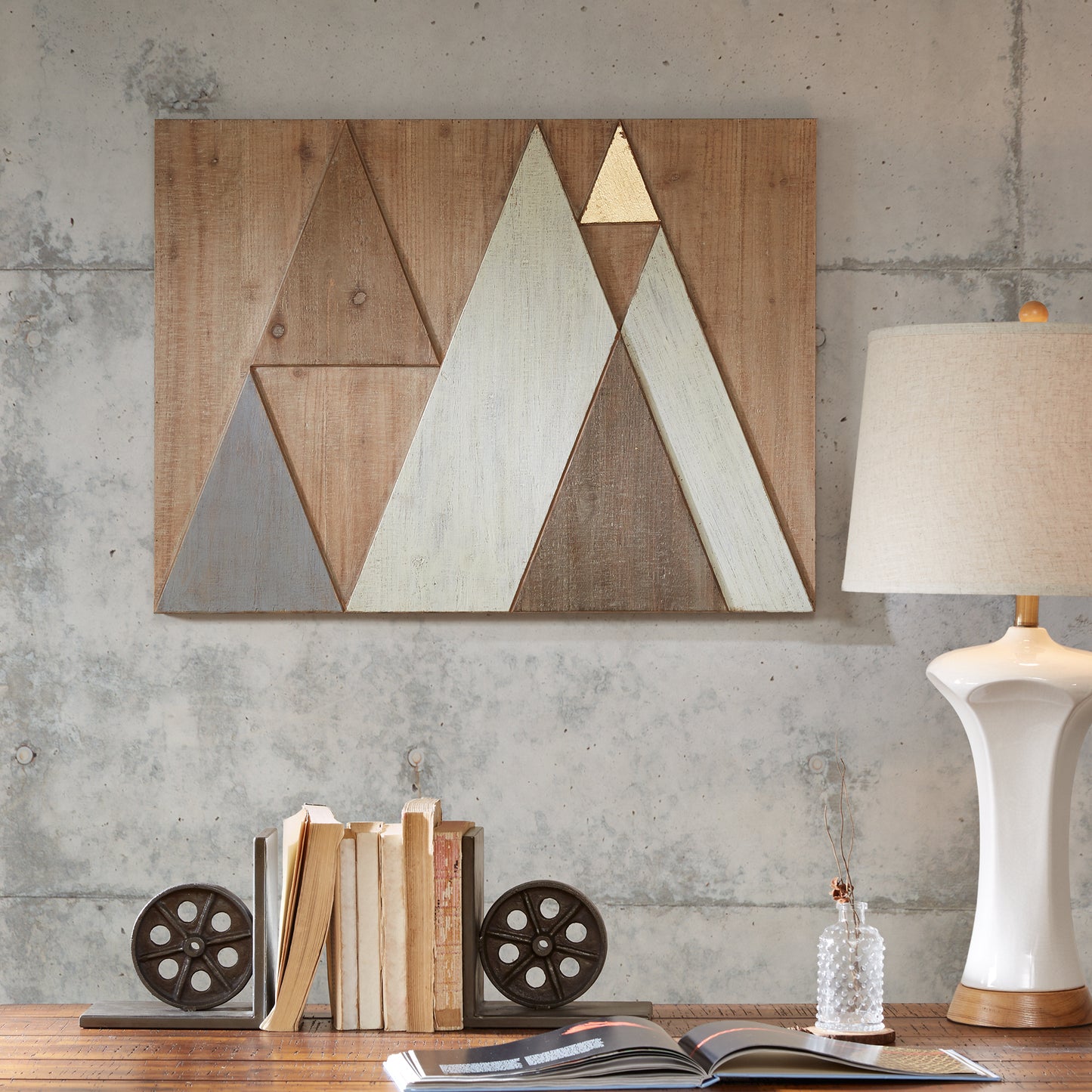 INK+IVY Layered Triangles Wood Wall Decor