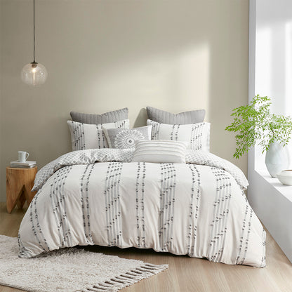 INK+IVY 3 Piece Cotton Jacquard Duvet Cover Set