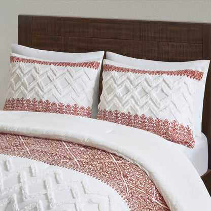 INK+IVY 3 Piece Cotton Comforter Set with Chenille Tufting