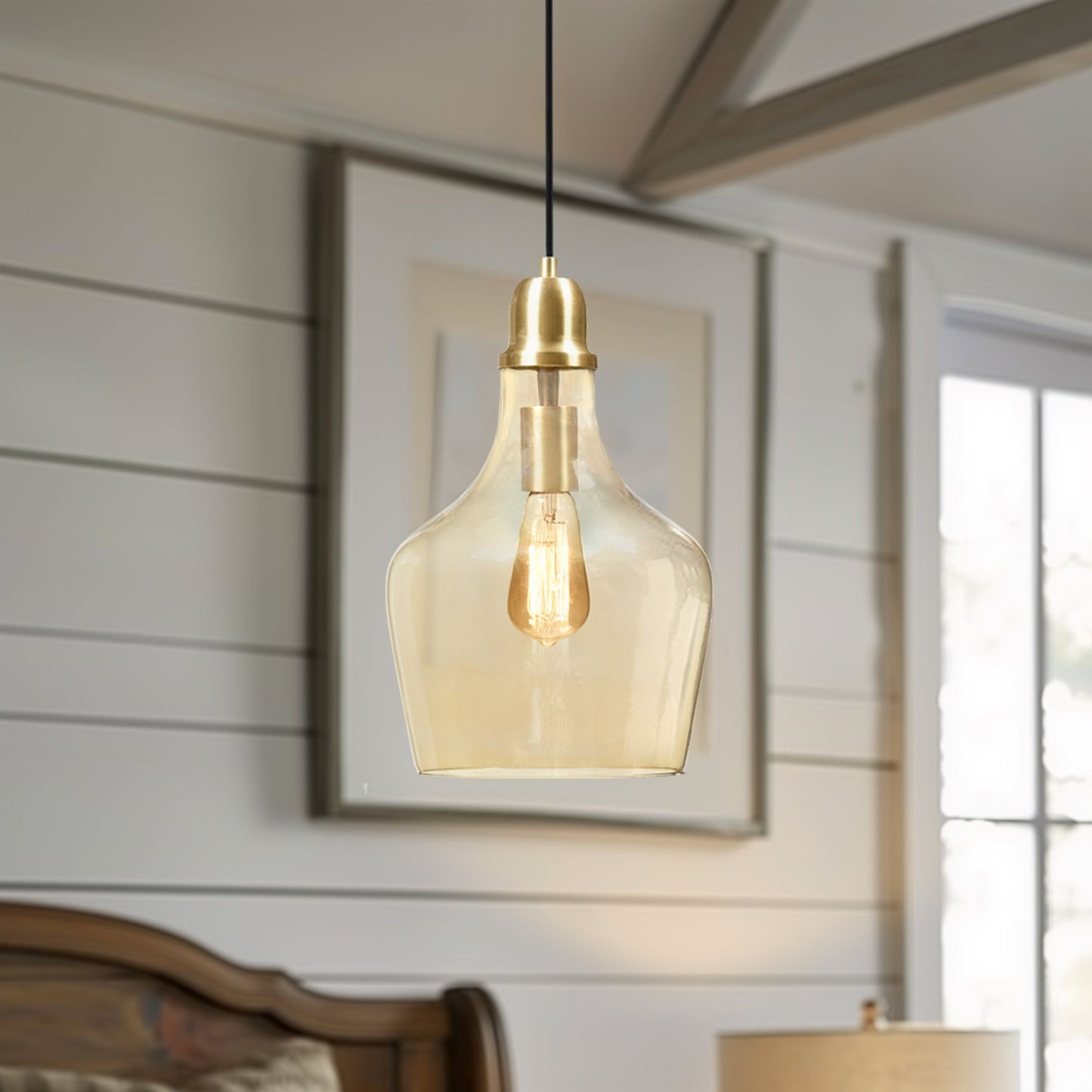 INK+IVY Auburn Bell Shaped Hanging Glass Pendant Light