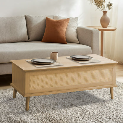N/A Rattan Lift-Top Coffee Table with Storage