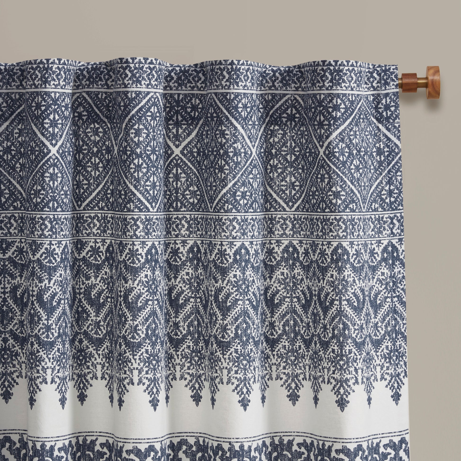 INK+IVY Cotton Printed Curtain Panel with Chenille detail and Lining