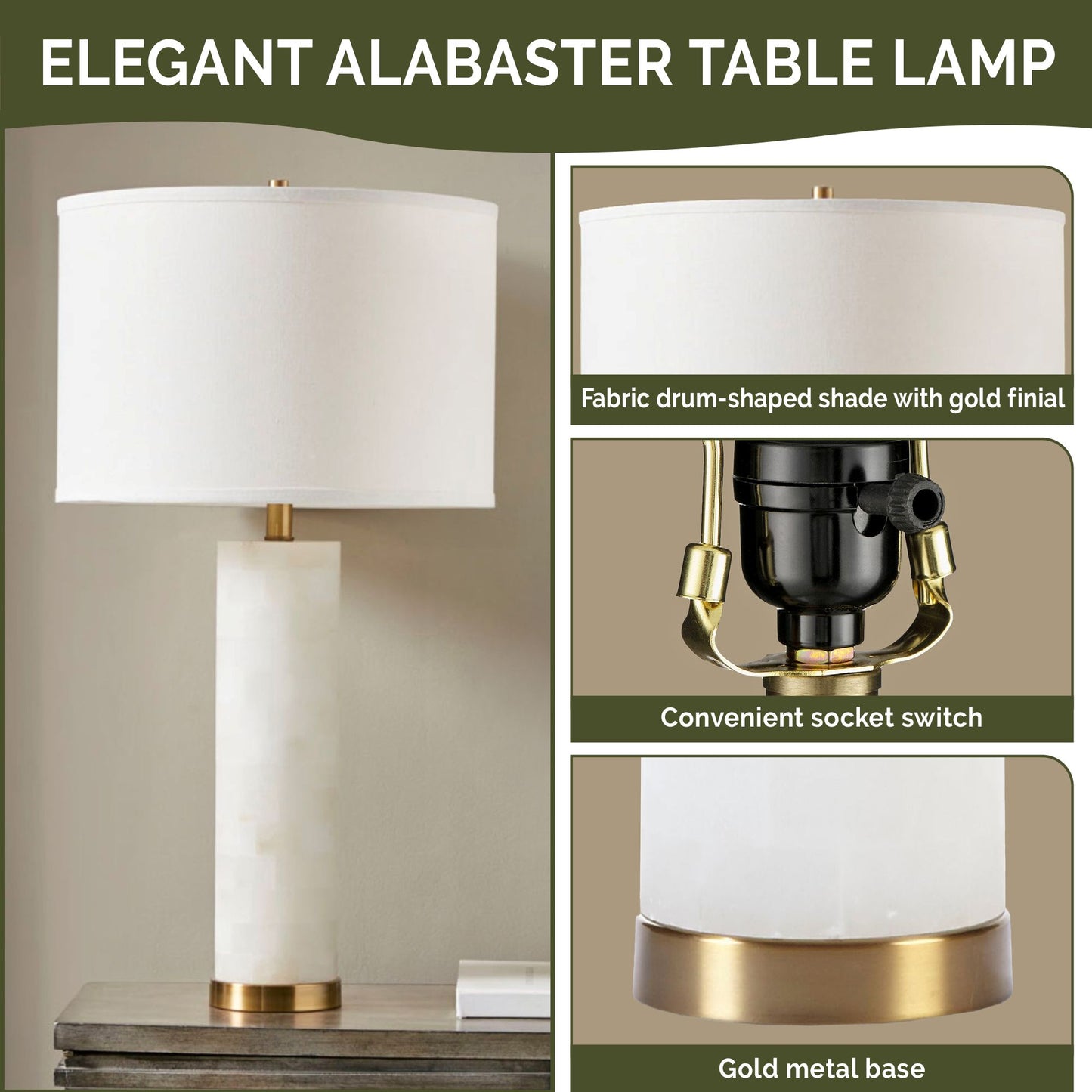 INK+IVY Alabaster Table Lamp
