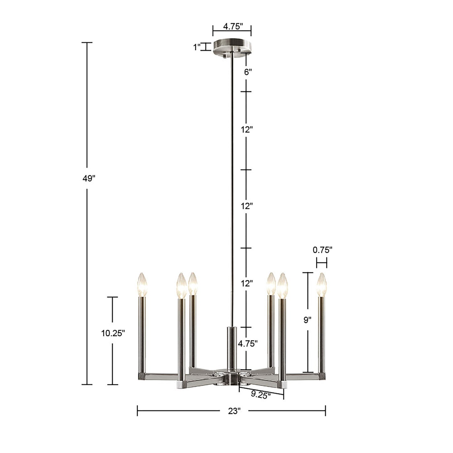 INK+IVY 6-Light Contemporary Candelabra Styled Chandelier