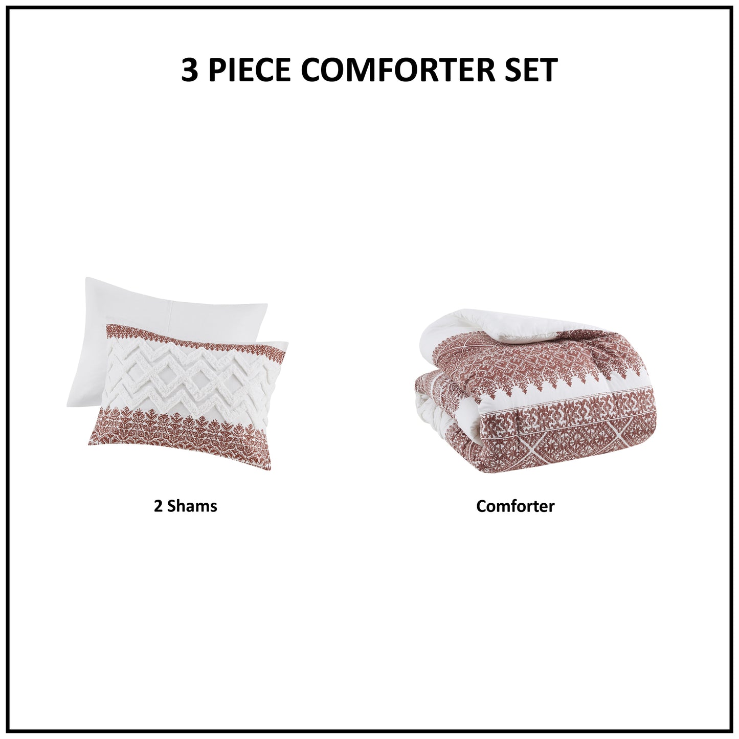 INK+IVY 3 Piece Cotton Comforter Set with Chenille Tufting
