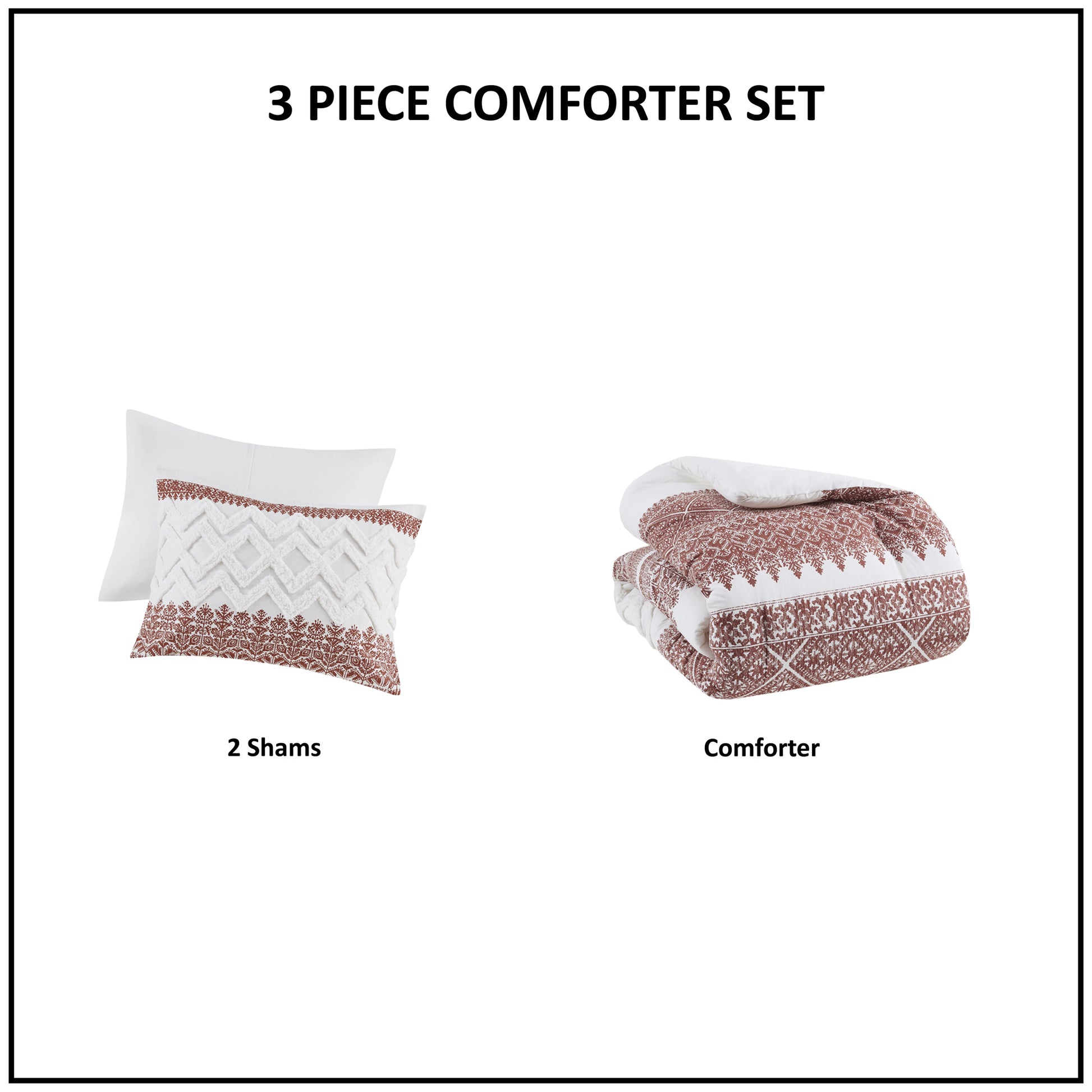 INK+IVY 3 Piece Cotton Comforter Set with Chenille Tufting