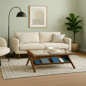 Rocket wood & tempered glass coffee table