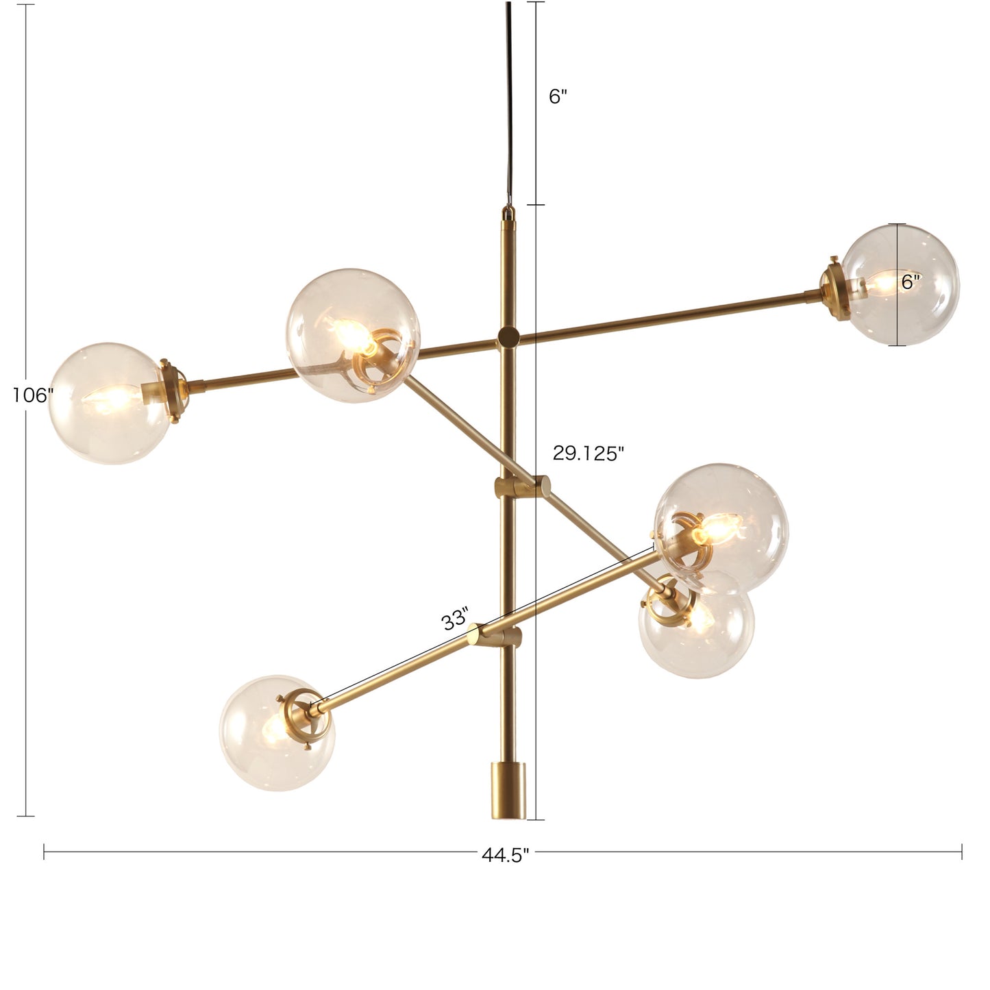 INK+IVY 6-Globe Light Architectural Metal Chandelier